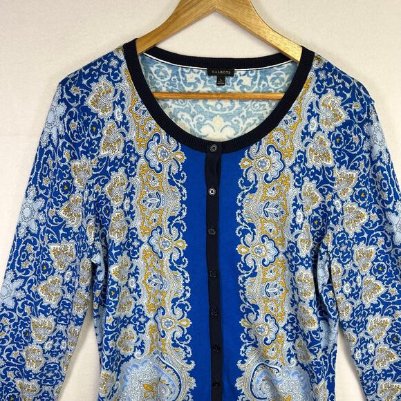 Talbots Woman's Blue Button Front Sweater - Size Large Classic Traditional - Picture 3 of 10